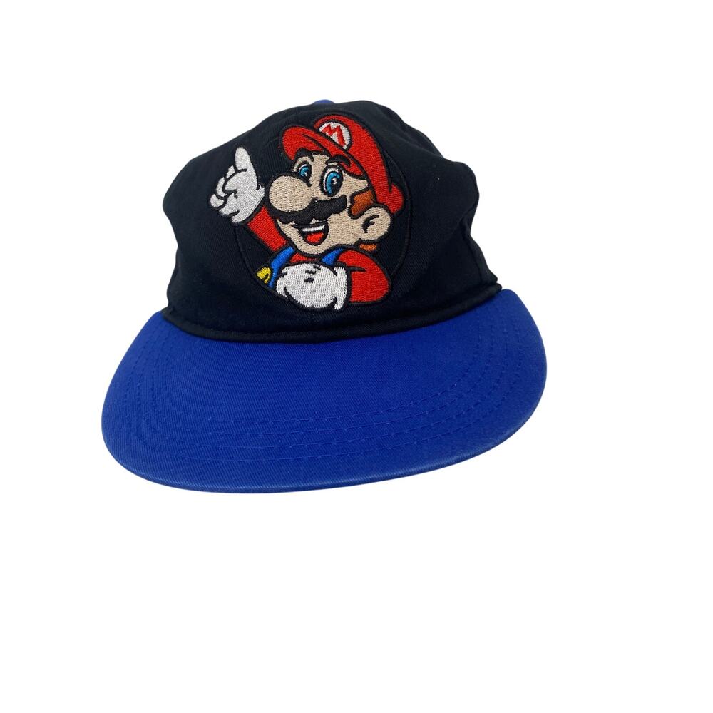 Nintendo 2012 Super Mario Black Blue Snapback Embroidered Cotton Cap OSFM